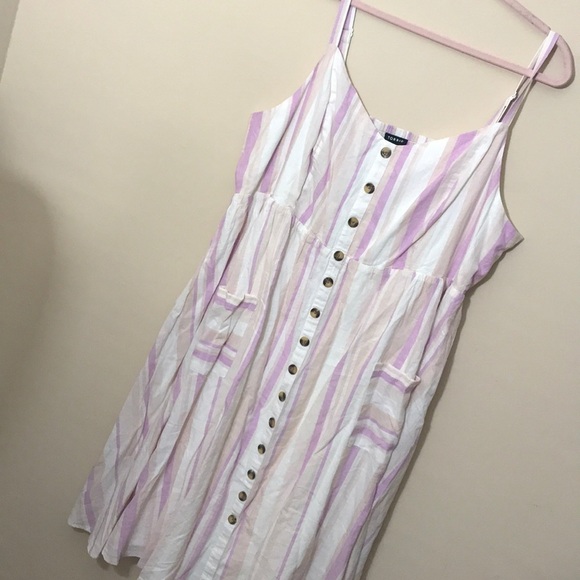 Torrid 4 MULTI STRIPE LINEN BUTTON MIDI DRESS - Picture 2 of 10